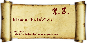 Nieder Balázs névjegykártya